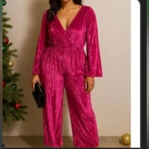A New Day-long-sleeve velvet jumpsuit 
Flare sleeves, elastic waist